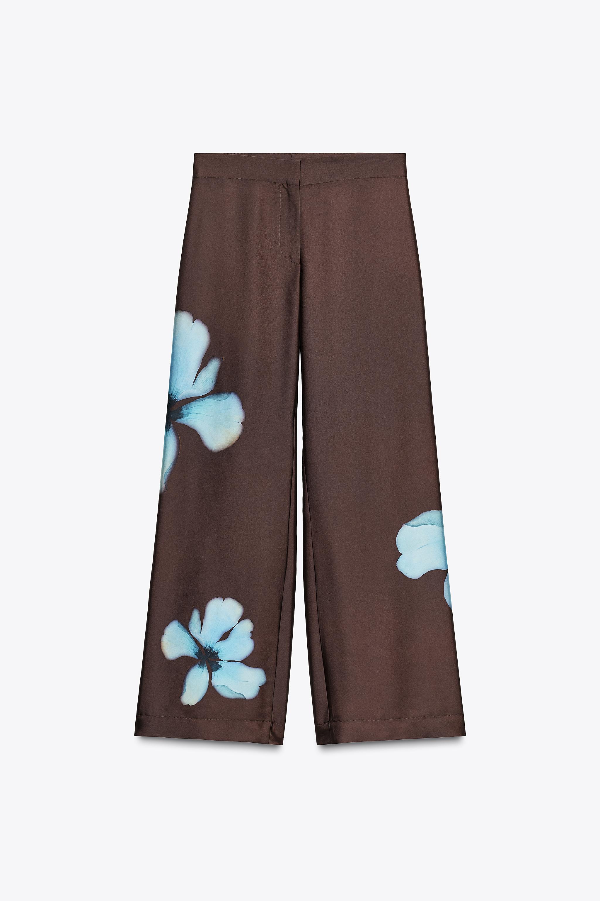 FLORAL PRINT SATIN PANTS
